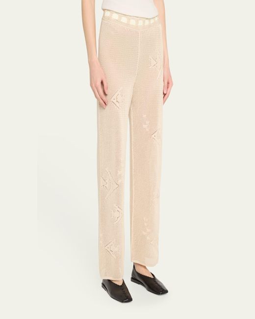 Bode Natural Angel Fish Knit Lace Joggers