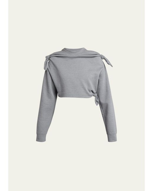 Loewe Gray Cashmere-blend Cropped Sweatshirt With Knot Detail