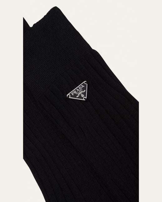 Prada Black Superfine Ribbed Socks