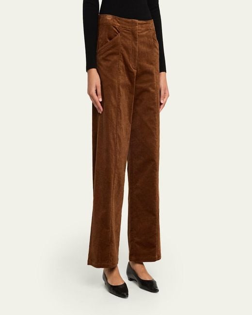 Theory Brown Front-Seam Micro Corduroy Pants