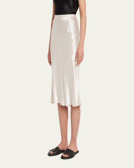 Vince White Satin Slip Midi Skirt