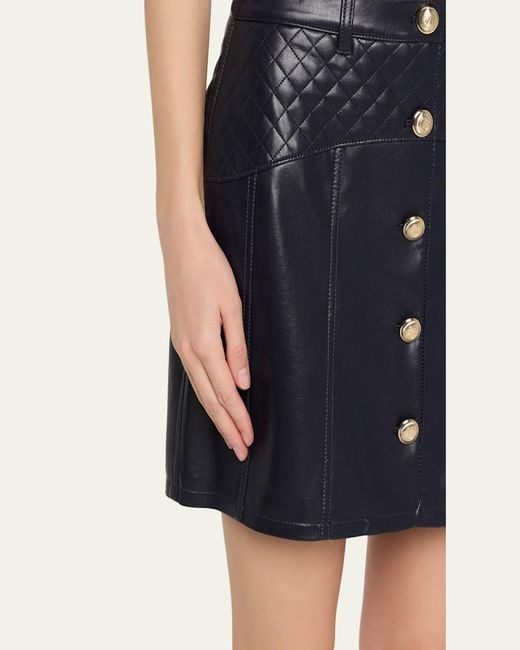 Cinq À Sept Blue Claudia Quilted Vegan Leather Mini Skirt