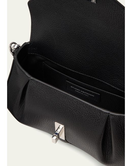 Stuart Weitzman Black Milan Envelope Flap Leather Shoulder Bag