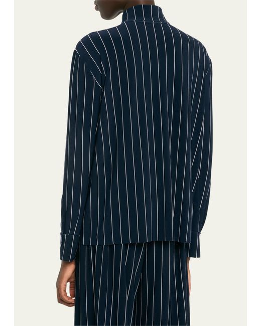 Norma Kamali Blue Nk Pinstripe Button-front Shirt