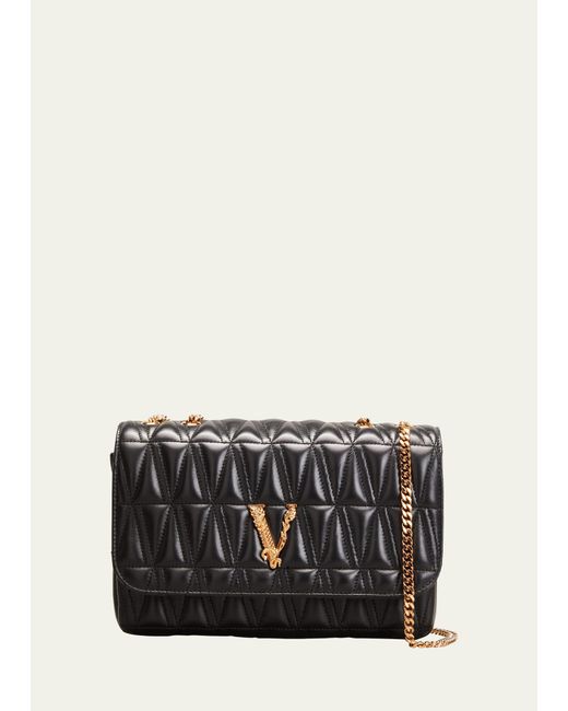 Versace Black Virtus Quilted Shoulder Bag