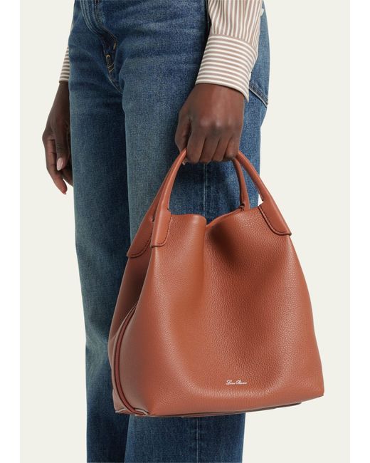 Loro Piana Brown Bale Fine-grain Leather Crossbody Bag