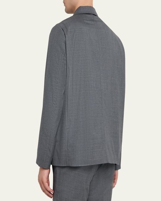 Kiton Blue Wool Sharkskin Button-Front Bomber Jacket for men