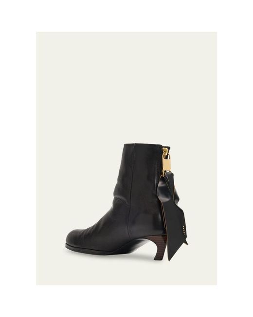 Sacai Black Puller Leather Ankle Booties