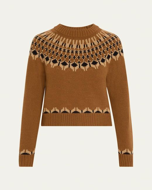 Nili Lotan Brown Fern Fair Isle Wool Sweater