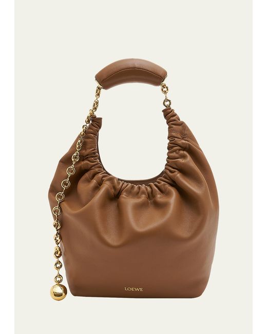 Loewe Brown Small Squeeze Chain Leather Hobo Bag