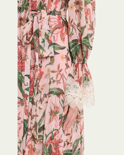 Kobi Halperin Pink Payne Tiered Floral-Print Maxi Dress