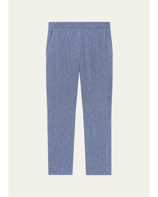 Theory Blue Treeca Pull-On Ankle Pants