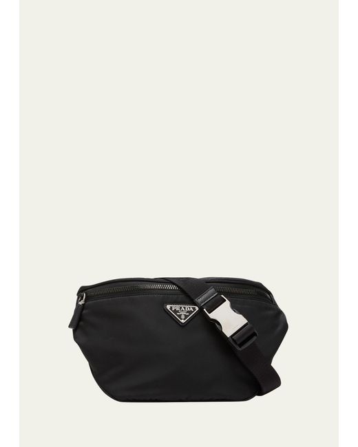 Prada Black Nylon And Saffiano Leather Belt Bag for men