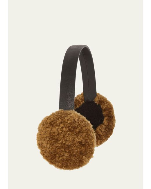 Teddy Shearling & Leather Earmuffs in Natural Lyst