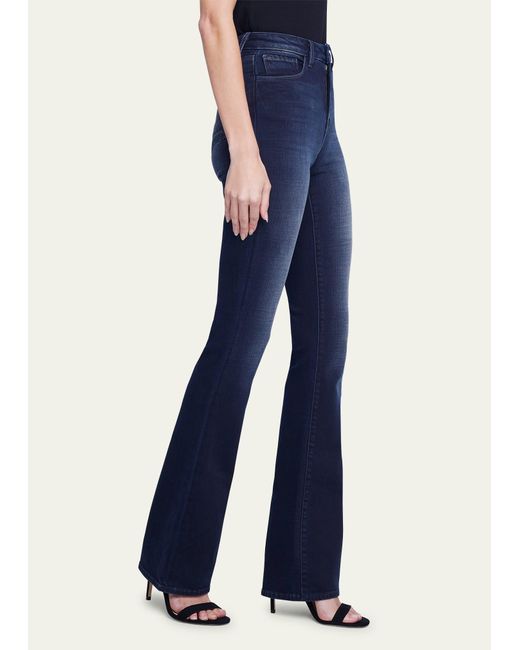 L'Agence Blue Selma High-rise Sleek Baby Bootcut Jeans