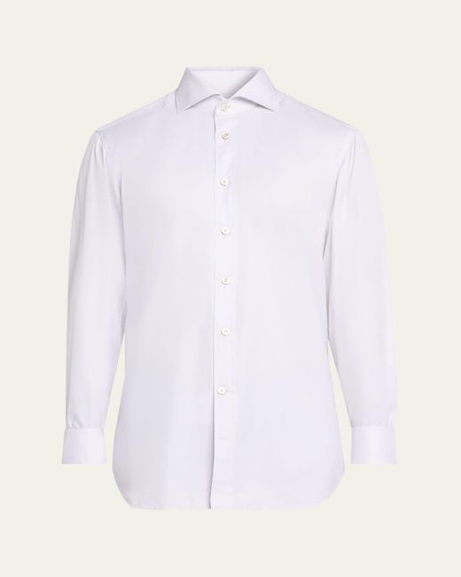 Kiton White Cotton Point-Collar Dress Shirt for men
