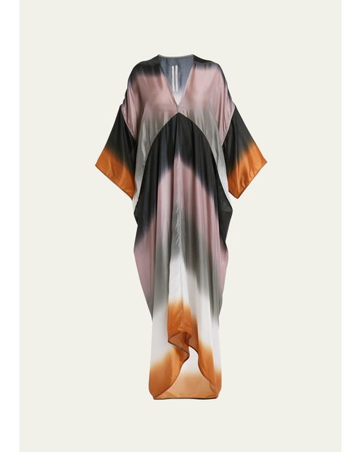 Rick Owens Multicolor Striped V-neck Long-sleeve Flowy Maxi Dress