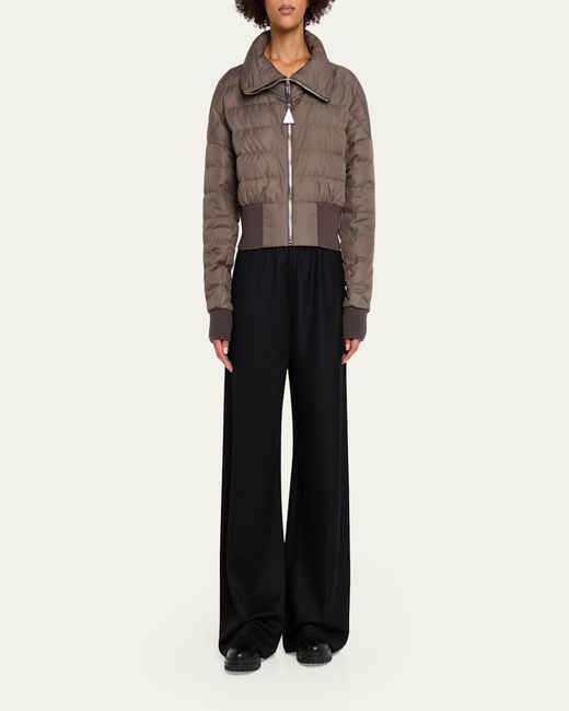 Moncler Brown Funnel Neck Crop Down Jacket