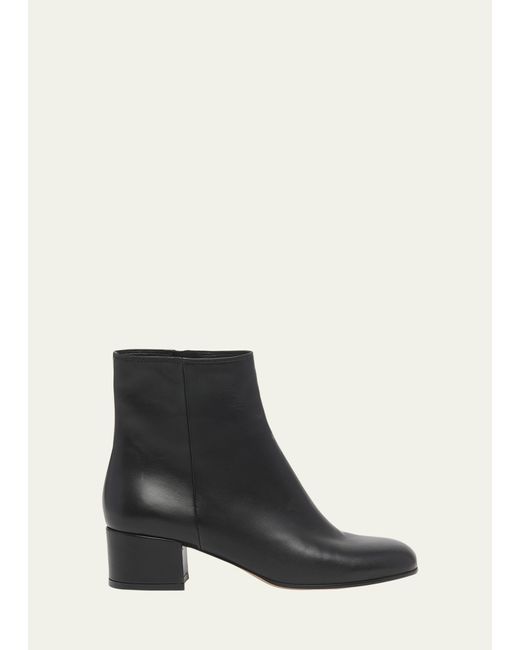 Gianvito Rossi Black Leather Zip Ankle Booties
