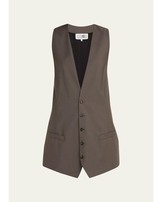 MM6 by Maison Martin Margiela Brown Oversized Wool Suiting Vest
