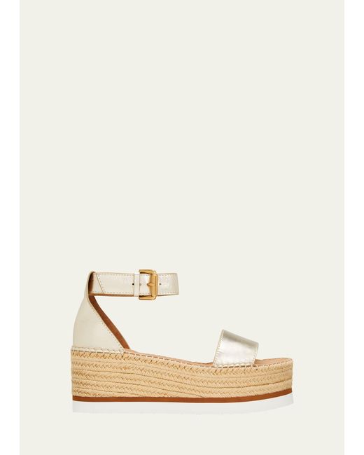 See By Chloé Natural Glyn Platform Ankle-strap Sandals