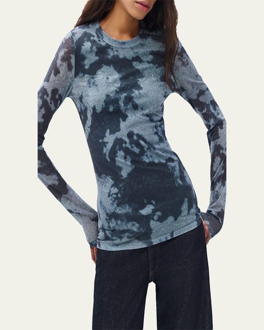 Rag & Bone Blue Yana Printed Mesh Top