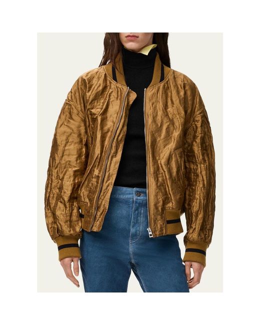 Loewe Brown Satin Oversized Bomber Jacket