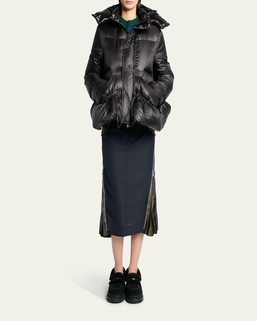 Sacai Black Puffer Jacket With Detachable Hood