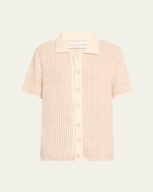 God's True Cashmere Natural Noble Short-Sleeve Cashmere Shirt