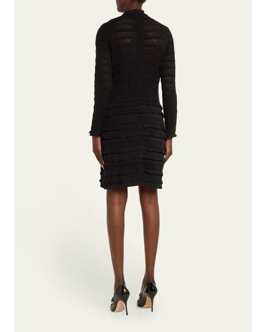 Carolina Herrera Black Knit Turtleneck Mini Dress