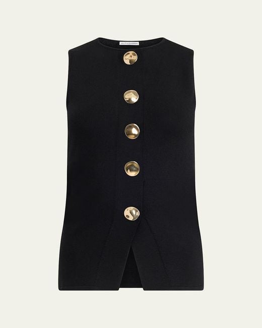 Altuzarra Black Happer Button-Front Top