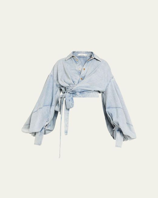 Zimmermann Blue Denim Wrap Top