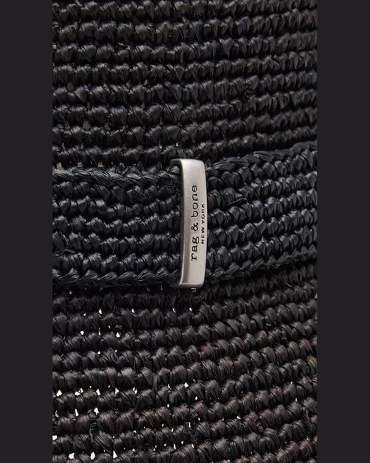 Rag & Bone Black Lela Raffia Rollable Bucket Hat