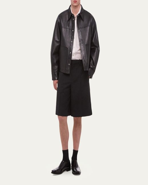 Helmut Lang Black Bonded Leather Snap-Front Jacket for men