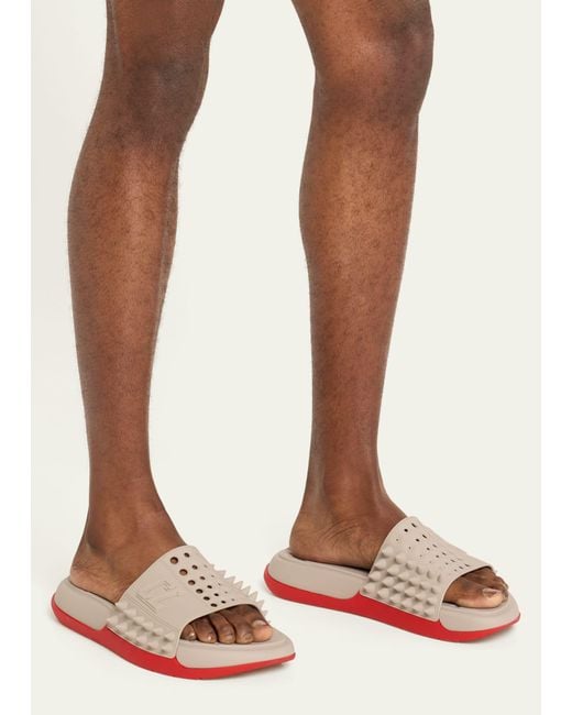 Christian Louboutin Pink Take It Easy Rubber Slide Sandals for men