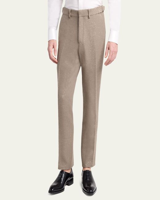 Tom Ford Natural Sequin Boucle Flat-Front Pants for men
