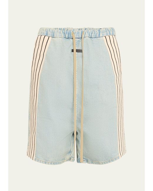 Fear Of God Blue Side-stripe Jean Shorts for men