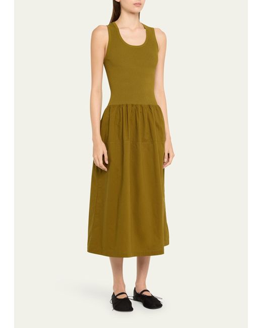 Proenza Schouler Green Malia Combo Drop-waist Maxi Dress