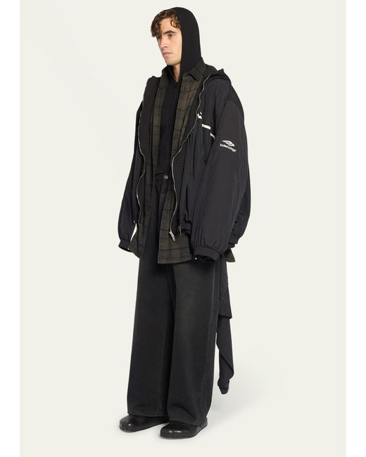 Balenciaga Black 3b Sports Icon Layered Tracksuit Jacket for men