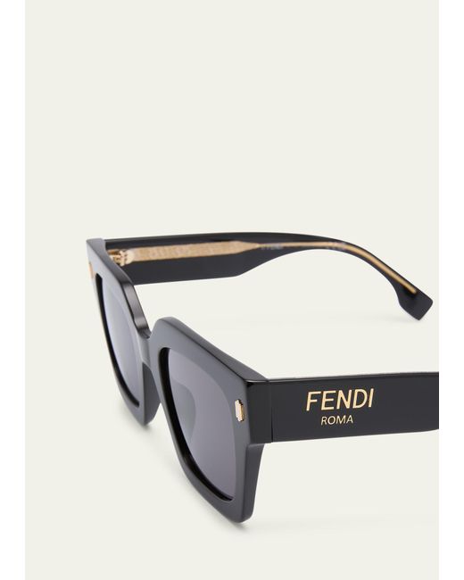Fendi Gray Roma Square Acetate Sunglasses