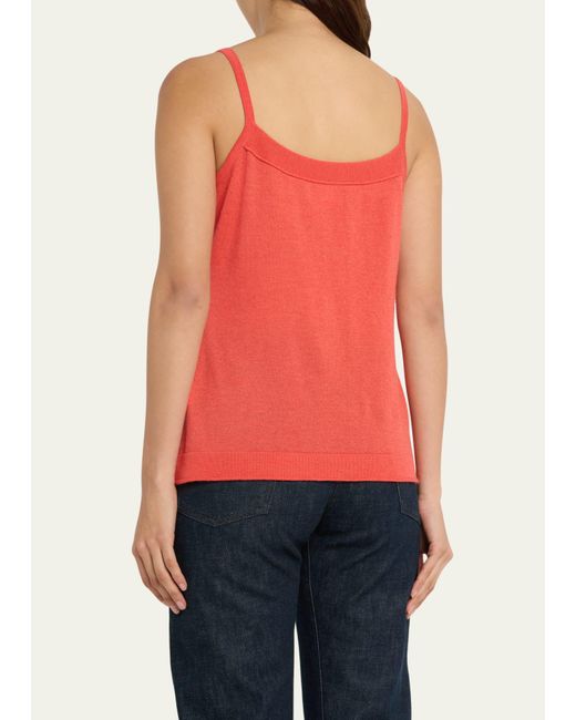 Lafayette 148 New York Red Scoop-neck Cashmere Sweater Tank