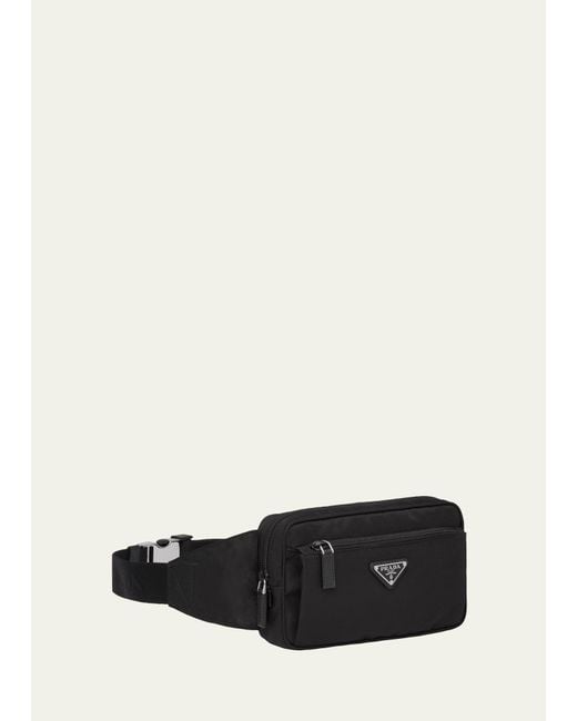 Prada White Re-nylon And Saffiano Leather Belt Bag for men