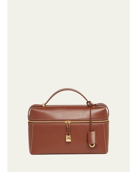 Loro Piana Brown Extra Bag L27 Leather Saddle Bag