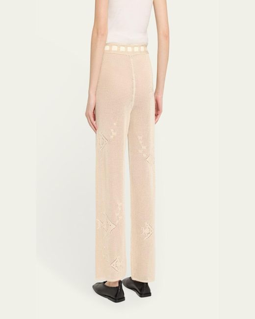 Bode Natural Angel Fish Knit Lace Joggers