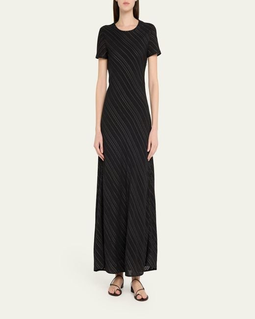 Proenza Schouler Black Joss Woven Stripe Short-Sleeve Maxi Dress