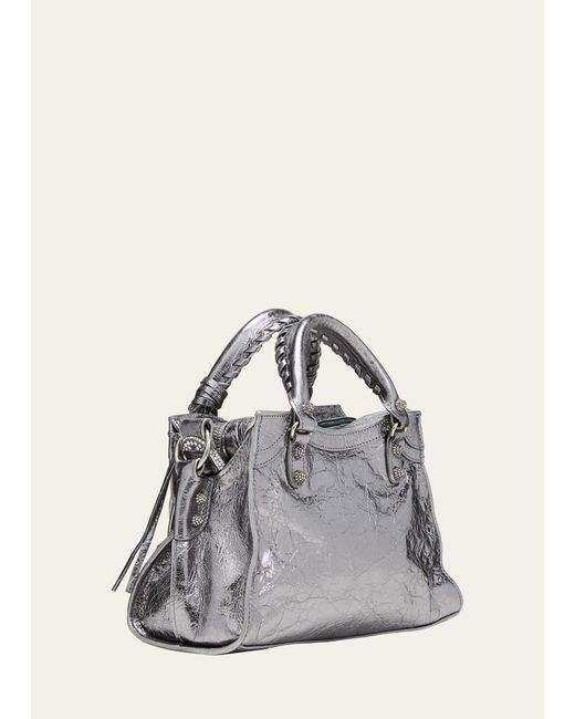 Balenciaga Natural Neo Cagole Xs Metallic Leather Top-handle Bag