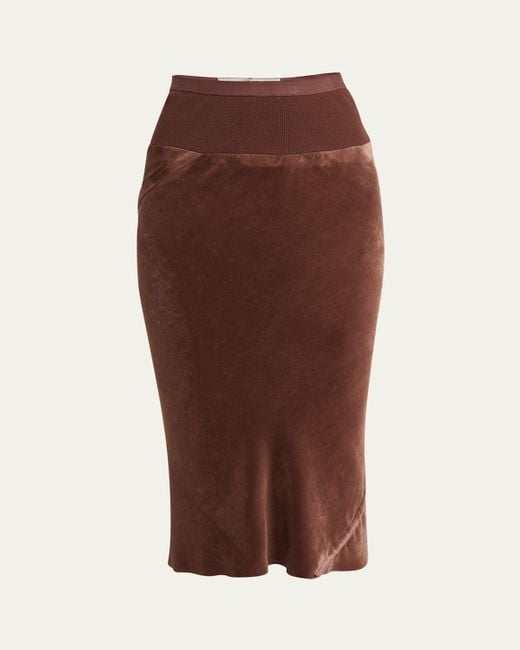 Rick Owens Velvet Knee length Skirt in Brown Lyst