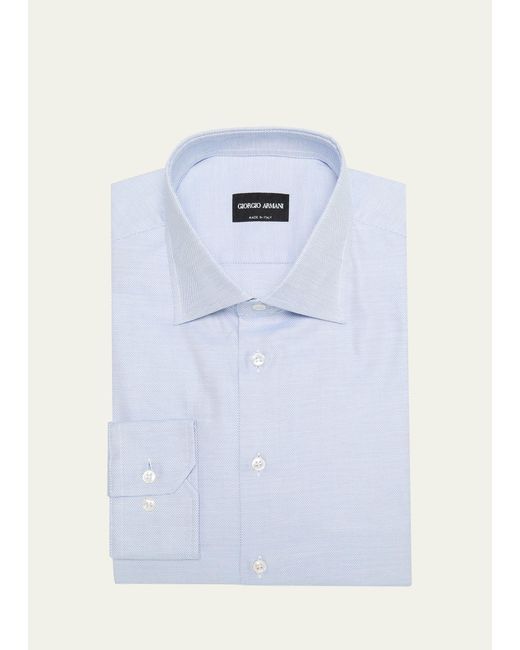 Giorgio Armani Blue Micro-dot Cotton Dress Shirt for men