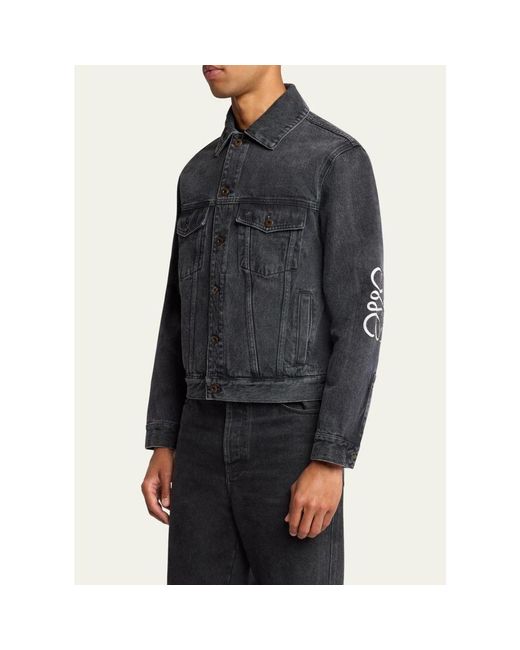 Loewe Blue Anagram Elbow Trucker Jacket for men