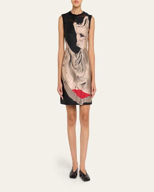 Jason Wu Black Dancing Pleat Jacquard Sleeveless Mini Dress